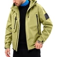 thumbnail image 3 of Sevevn Men Rain Jacket Attached Hood Regular Fit Waterproof Shell Fabric Full Zip Dual Chest Zip Pockets Side Pockets Cuffs Arm Patch For Hiking Wear, 3 of 9