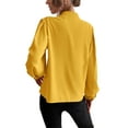 thumbnail image 3 of Calzi Women Formal Dressy Shirts Buttons Up Elegant Evening Party Blouse Long Sleeve Plain Tee Tops Yellow XL, 3 of 3