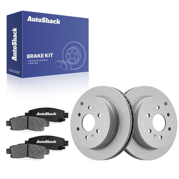 AutoShack Rear Vented Coated Brake Rotors   Ceramic Pads 6-PC Brake Kit Replacement for 2007-2016 GMC Acadia 2009-2017 Chevrolet Traverse 2008-2017 Buick Enclave ArmorStop 13.05" (331.5 mm)