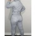 thumbnail image 3 of LovelyWholesale Long Sleeve Hooded Collar Letter Print Kangaroo Pocket Women's Tracksuit Set, 3 of 6