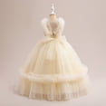 thumbnail image 4 of adviicd Robes pour Enfants Filles Robes d'Été Manches Courtes Robe Tutu de Fête pour Filles Beige, 10 Ans, 4 of 4