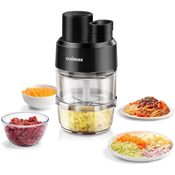 CUSIMAX 2-Speed Electric Food Processor, Electric Vegetable Spiralizer for 3-in-1,Black