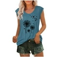 thumbnail image 2 of ALLLIST Summer Tops Blue Crew Neck Sleeveless Floral Tank Tops Women Tank Tops S, 2 of 4
