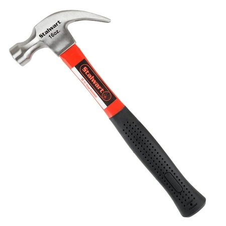 16oz Fiberglass Claw Hammer With Comfort Grip Handle And Curved Rip Claw By
