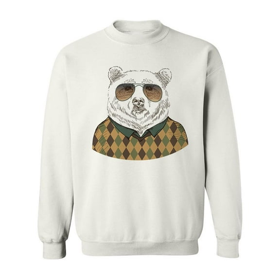 Hipster Bear Sweatshirt Men -Image by Shutterstock, Male 4X-Large
