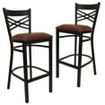 thumbnail image 2 of BizChair 2 Pack Black ''X'' Back Metal Restaurant Barstool - Burgundy Vinyl Seat, 2 of 8