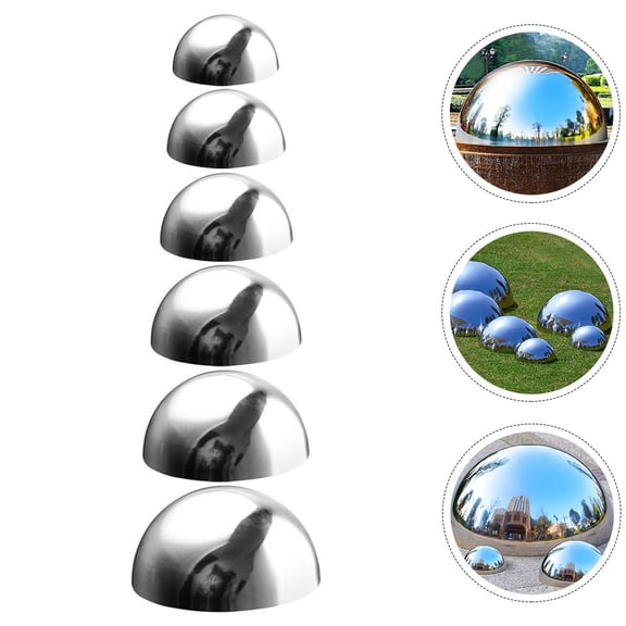 LULULION Silver Mirror Polished Stainless Steel Garden Hemisphere Balls 6Pcs