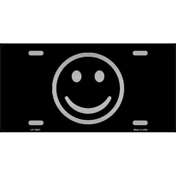Smart Blonde LP-13621 6 x 12 in. Smiley Novelty Metal License Plate Tag, Black