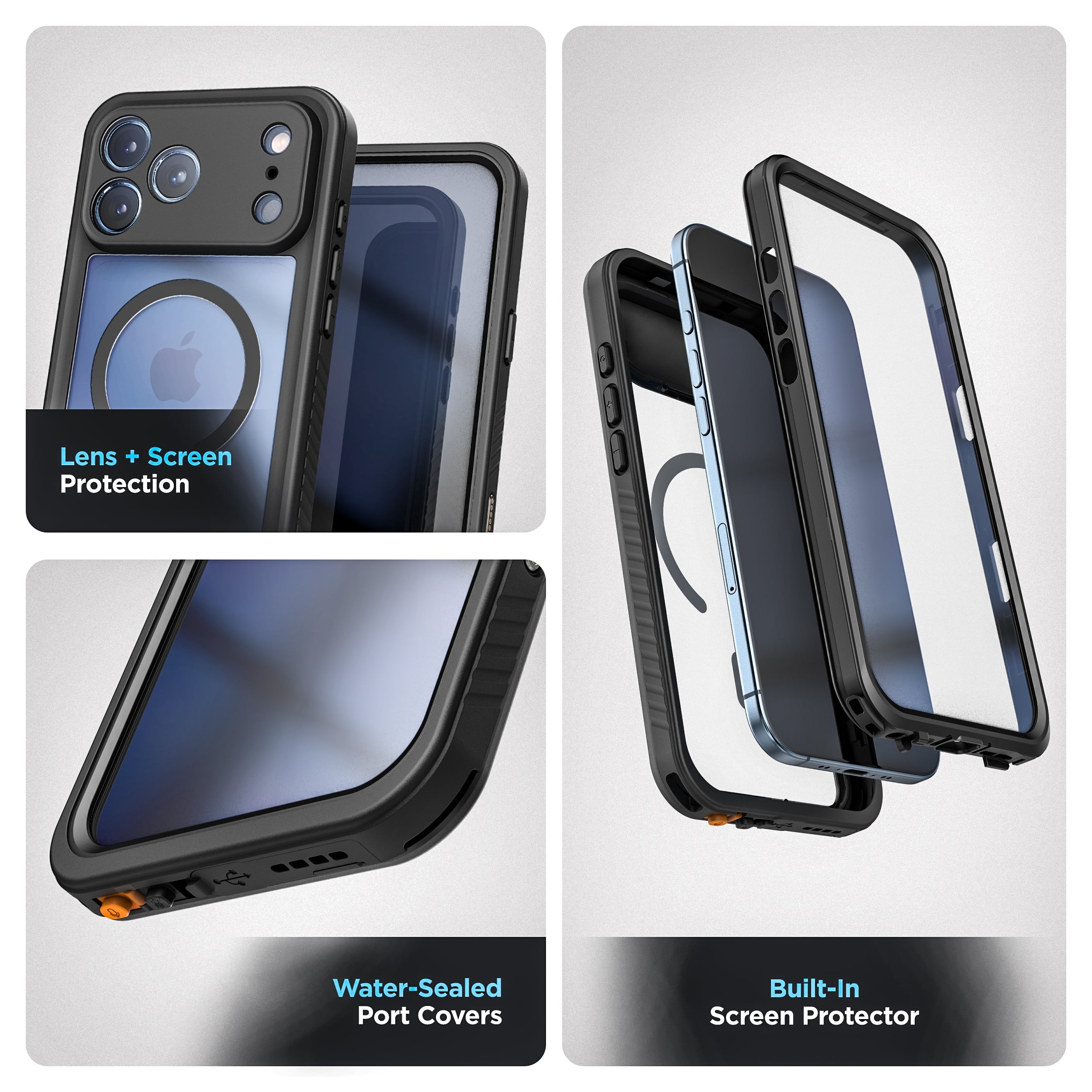 Encased for iPhone 17 Pro Waterproof Case with Camera Control Capture Button [IP-68] Full Body Protection with Built-in Screen Protector (Compatible with MagSafe)