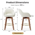 thumbnail image 5 of AFO 26" Upholstered Counter Height Bar Stools Set of 4, Modern Swivel Bar Stool with Armrests & Solid Wood Legs, Mid Century Barstool Island Chairs for Kitchen Island Dining Room, Beige, 5 of 12