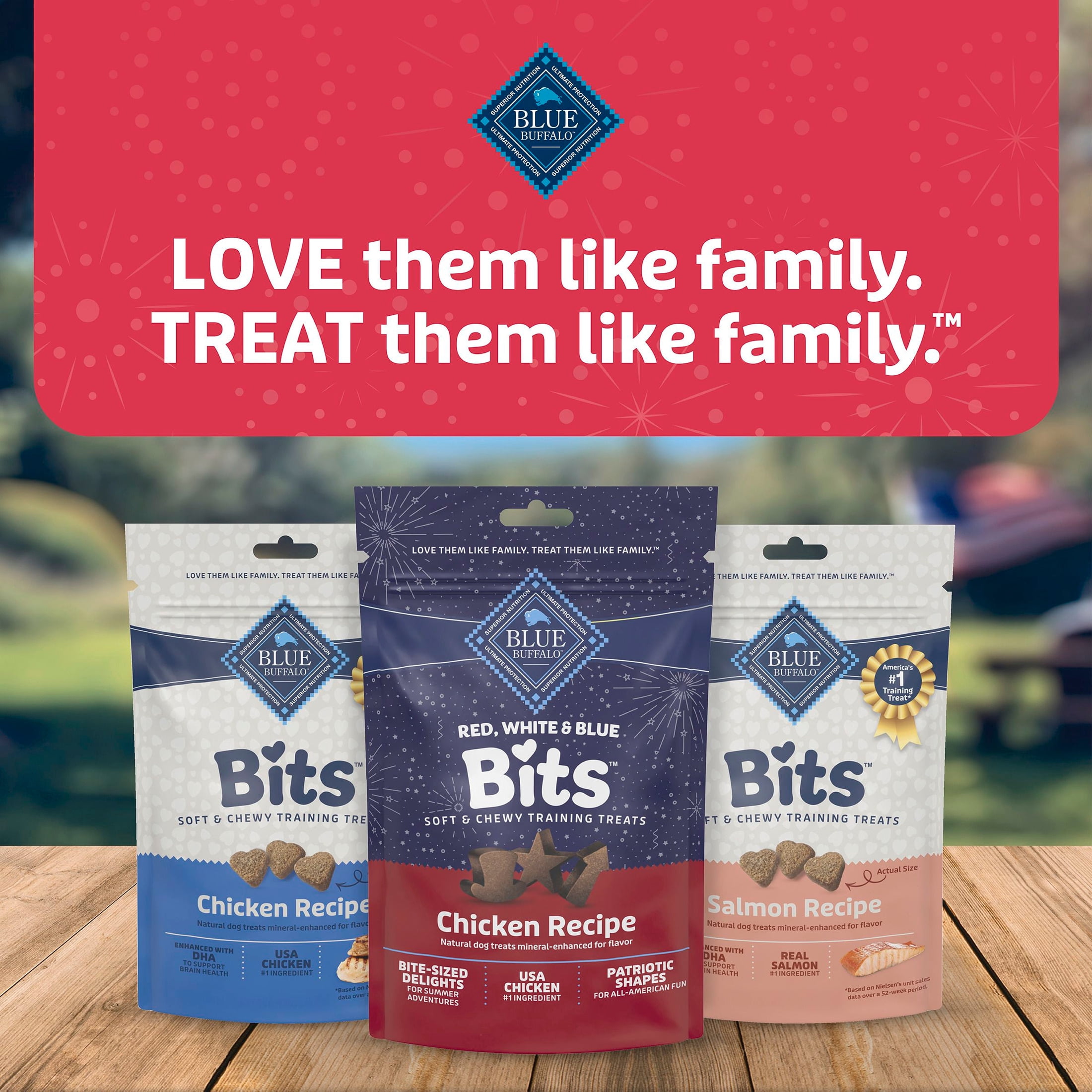 Blue Buffalo Red, White & Blue Bits, Soft and Chewy Training Treats, Chicken, 4.5oz Bag