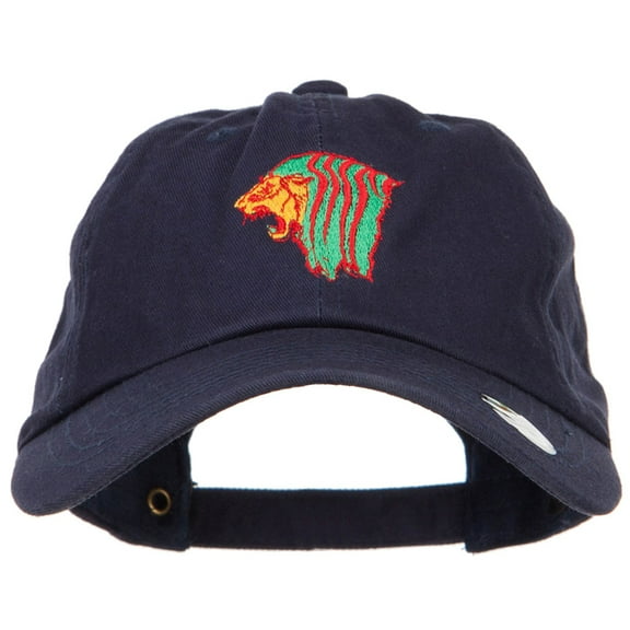 Rasta Lion Head Embroidered Unstructured Cap - Navy OSFM
