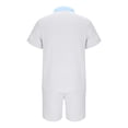 thumbnail image 4 of Weiqiqre Men's 2 Piece Vertical Striped Textured Outfits Summer Casual Button Down Shirts And Pants Matching Sets, 4 of 6