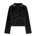 thumbnail image 6 of XPMWRP Women's Oversized Fleece Zip Up Jacket Solid Color Long Sleeved Casual Stand Collar Coats Winter Warm Trendy Jacket Black S, 6 of 7