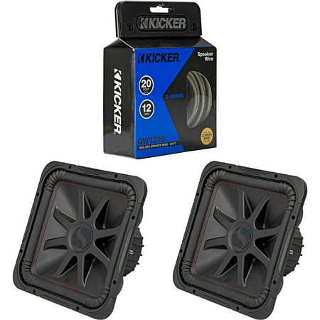 Kicker (2) 45L7R152 L7R 15-Inch (38cm) Subwoofer, Dual Voice Coil, 2-Ohm & 46QW1220 12AWG 20ft Speaker Wire