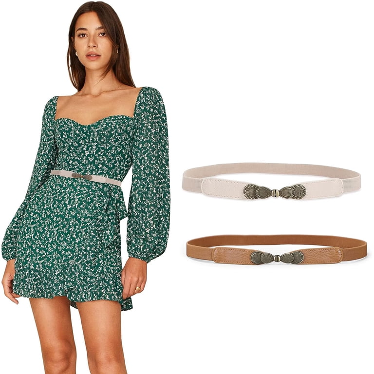 Women Skinny Elastic Stretch Belt for Dresses Retro Ladies 