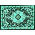 thumbnail image 1 of Ahgly Company Machine Washable Indoor Rectangle Medallion Turquoise Blue Traditional Area Rugs, 2' x 4', 1 of 4