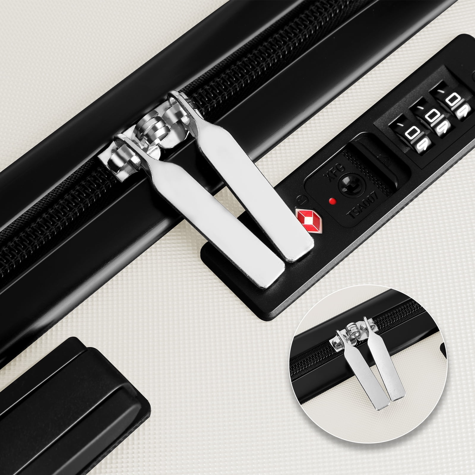 TSA Lock 3 Piece Luggage Sets Hardside Spinner in White