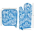 thumbnail image 4 of Lavish Home Oven Mitt And Pot Holder Set, Quilted And Flame And Heat Resistant (Blue), 4 of 5