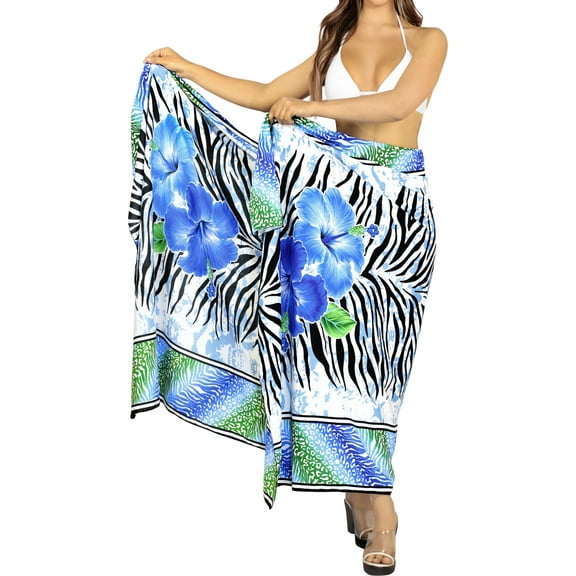 HAPPY BAY Women's Beachwear Summer Bikini Wraps Beach Wrap Swimwear Sarong Swim Cover up Skirt Swimsuit Pareo Coverups for Women One Size Blue_J841