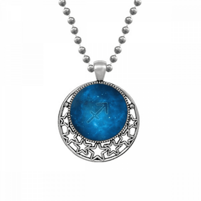 Starry Night Sagittarius Zodiac Constellation Necklaces Pendant Retro Moon Stars Jewelry
