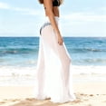 thumbnail image 5 of UQJfacai Womens Chiffon Beach Pants Boho Flowy Wide Leg Palazzo Pants Sheer See Through Cover Up High Waist Lounge Trouser S-2XL, 5 of 7