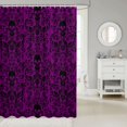 thumbnail image 2 of Damask Gothic Bathroom Accessories Adults Antique Victorian Shower Curtain Set 72"Wx72"L,Magenta Black Sugar Skull Vintage Baroque Floral Goth Bath Curtain, 2 of 6