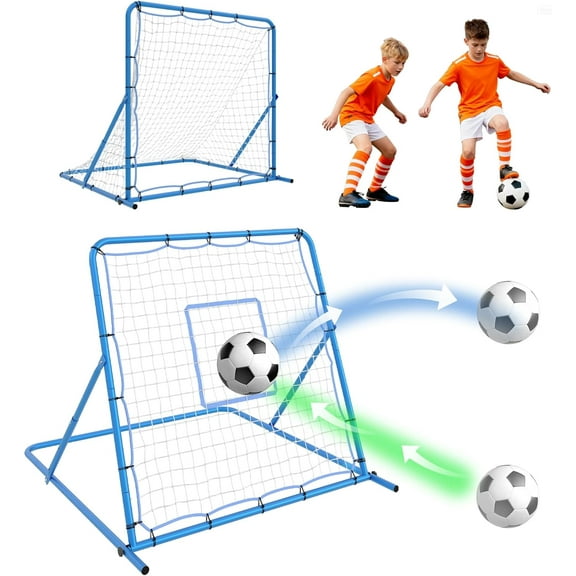 Riedhoff 4 x 4 ft Soccer Goal Net & Soccer Rebounder Net, Dual Mode, Blue