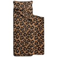 thumbnail image 2 of Black and Brown Leopard Print Teens Toddler Nap Mat with Pillow, Sleeping Mat Bag for Preschool Daycare 59"x22", 2 of 6