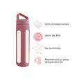 thumbnail image 3 of Botella De Vidrio Para Agua Bebidas Tapa De Bambu Silicona Xtellar Color Rosa, 3 of 4