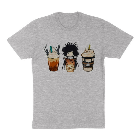 Scissors Coffee Halloween Shirt Unisex Large Grey