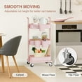thumbnail image 3 of 3 Tier Foldable Rolling Cart, Metal Utility Cart with Lockable Wheels, Folding Storage Trolley for Living Room, Kitchen, Bathroom, Bedroom and Office, Pink, 3 of 13