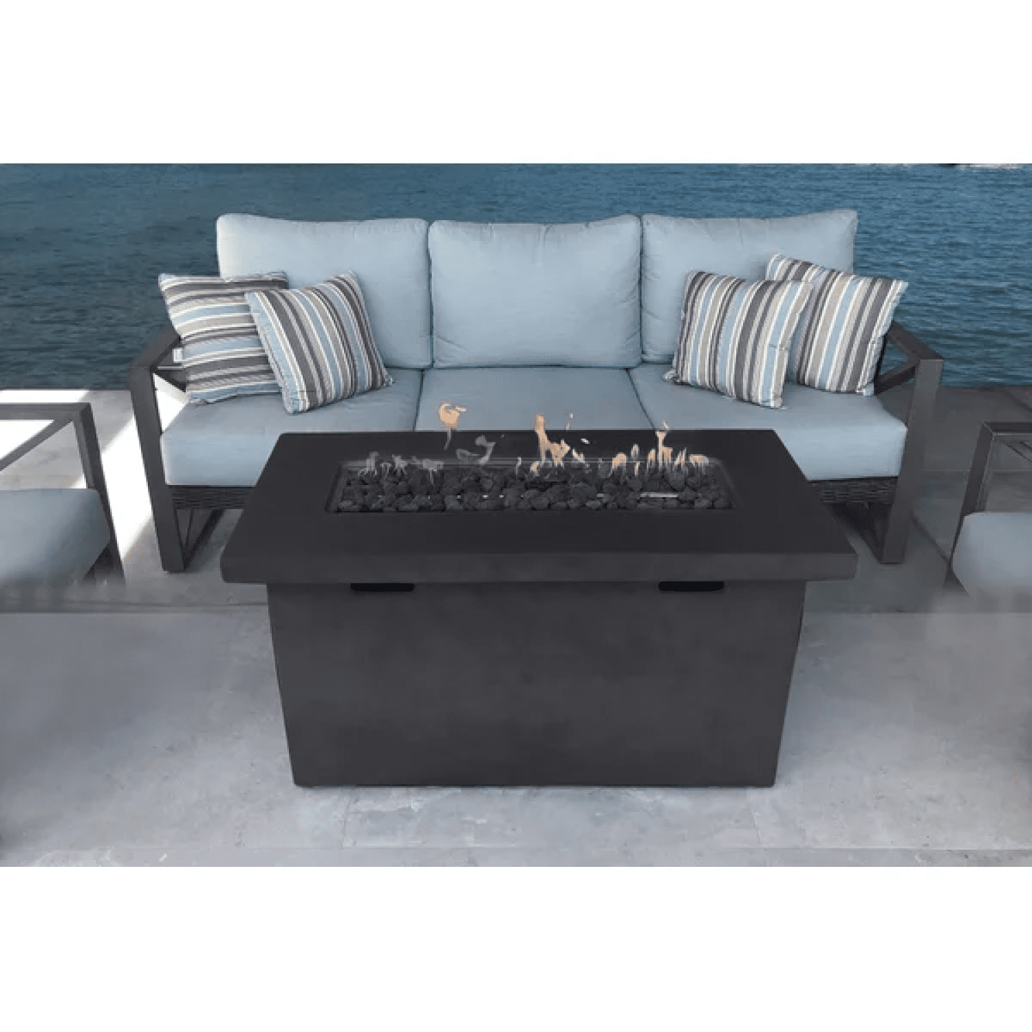 Newboti Furniture 25" H x 42" W Fiber Reinforced Concrete Propane Outdoor Fire Pit Table 25211