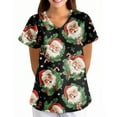 thumbnail image 5 of Garbnen Christmas Workwear Scrubs Women V Neck Short Sleeve Womens Workout Tops Xmas Printed Nurses Working Uniforms with Pockets S-5XL, 5 of 6