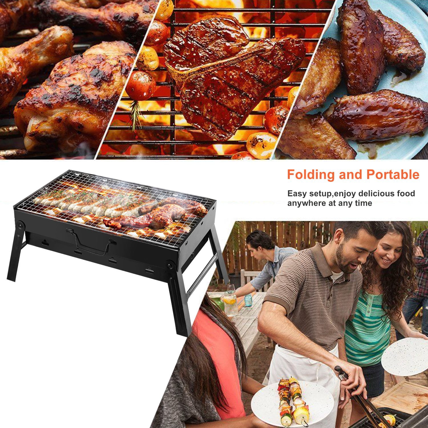 iMounTEK 17” Charcoal Grill, Lightweight and Foldable for Camping and Picnics