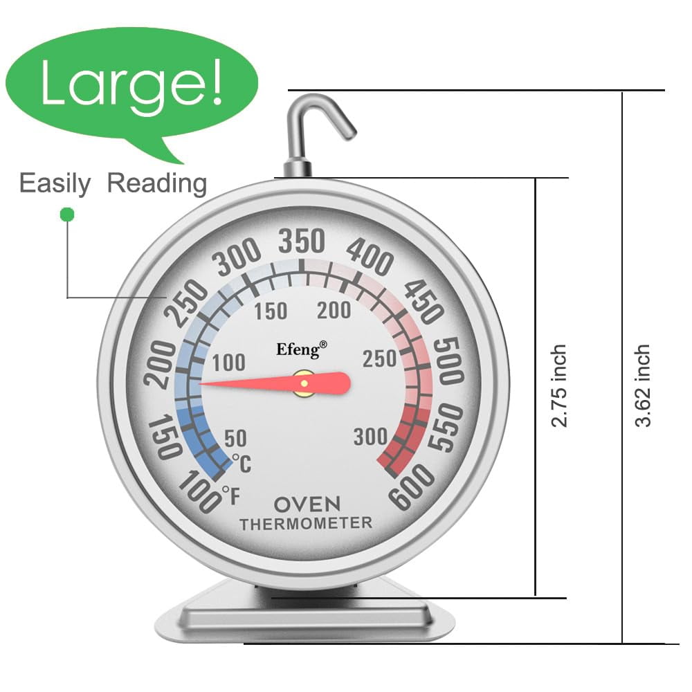 Oven Thermometer Dial Kitchen Baking Temperature Gauge Stainless Steel ...