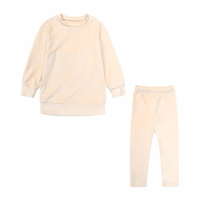 Dealovy Girls 2 Piece Outfit Sweatsuits Set Velvet Sweatshirts Sweatpants Tracksuits Casual Solid Color Outfits