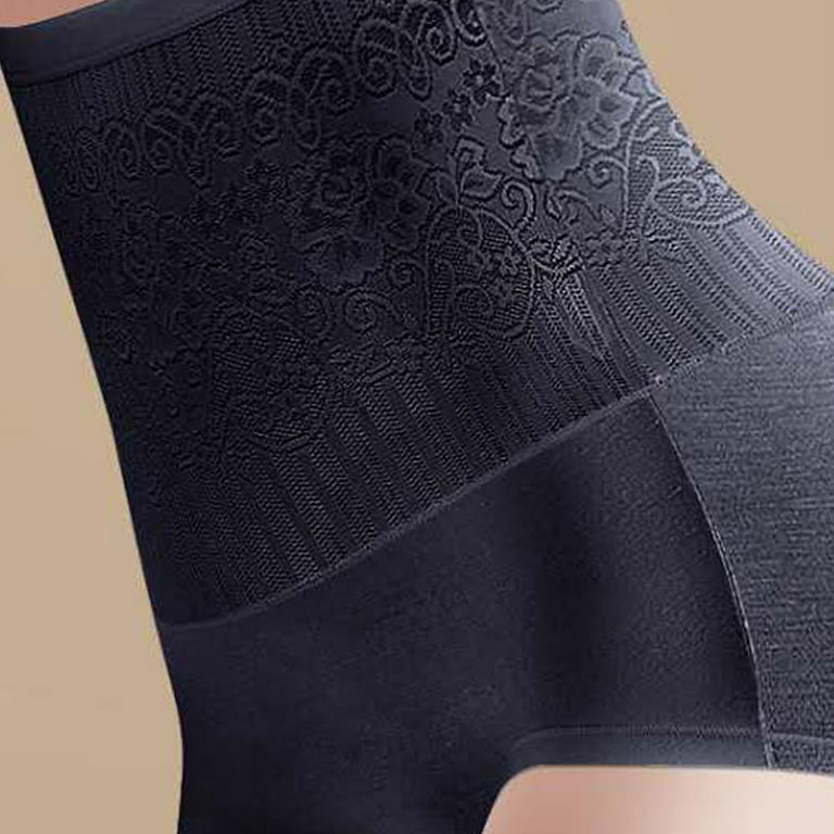 HUPOM No Show Panties For Women Seamless Girls Underwear High Waist Casual  Tie Comfort Waist Black 2XL 