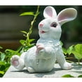 thumbnail image 2 of Pequeña estatua de conejo sentado de resina para decoración de césped al aire libre Blanco, 2 of 9