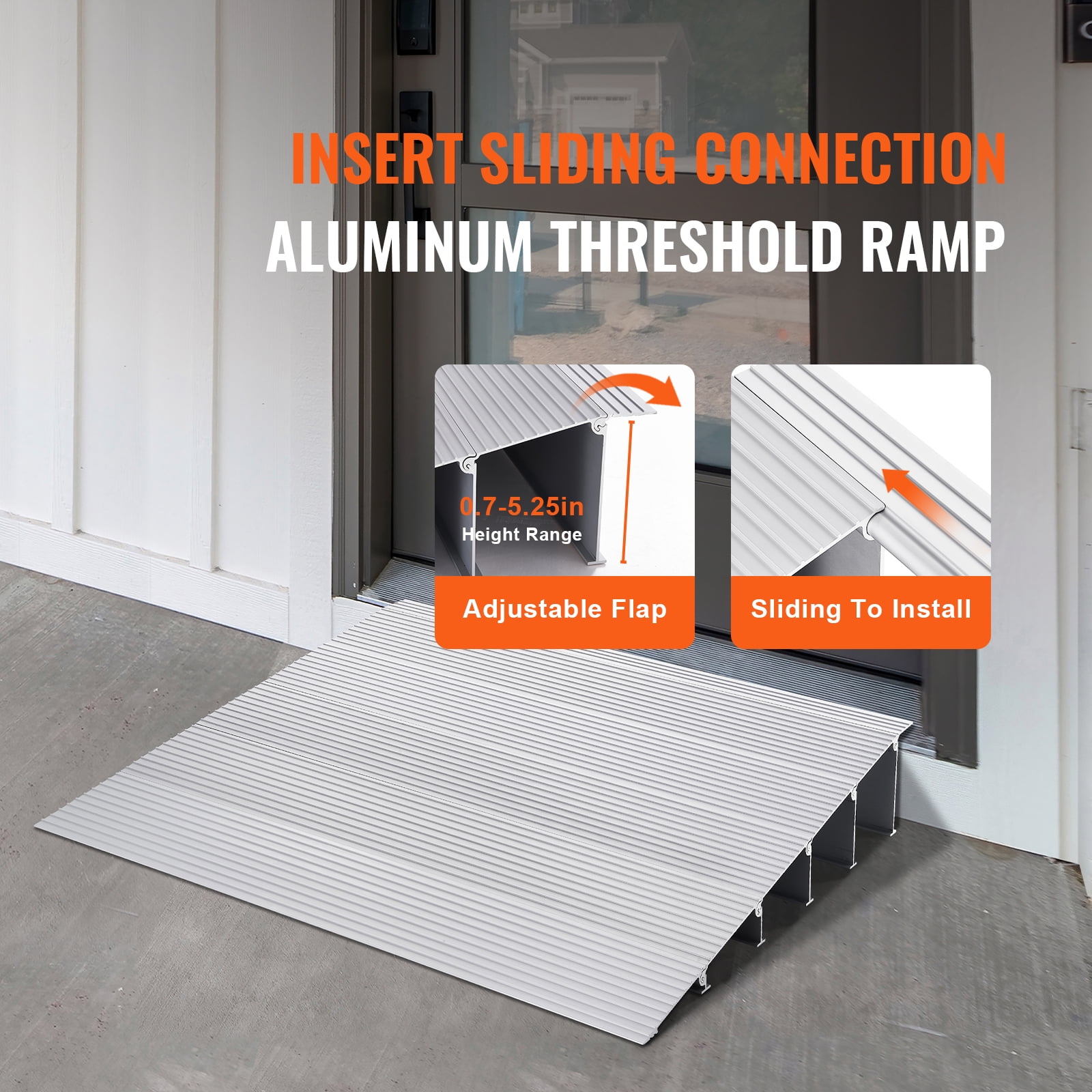KFFKFF Threshold Ramp Aluminum Door Ramp 5" Rise 800lb Wheelchair Scooter