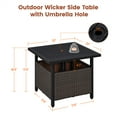 thumbnail image 7 of Yaheetech Natural Outdoor Patio Rattan Side Table with Umbrella Tube for Garden Terrace and Poolside, 7 of 7