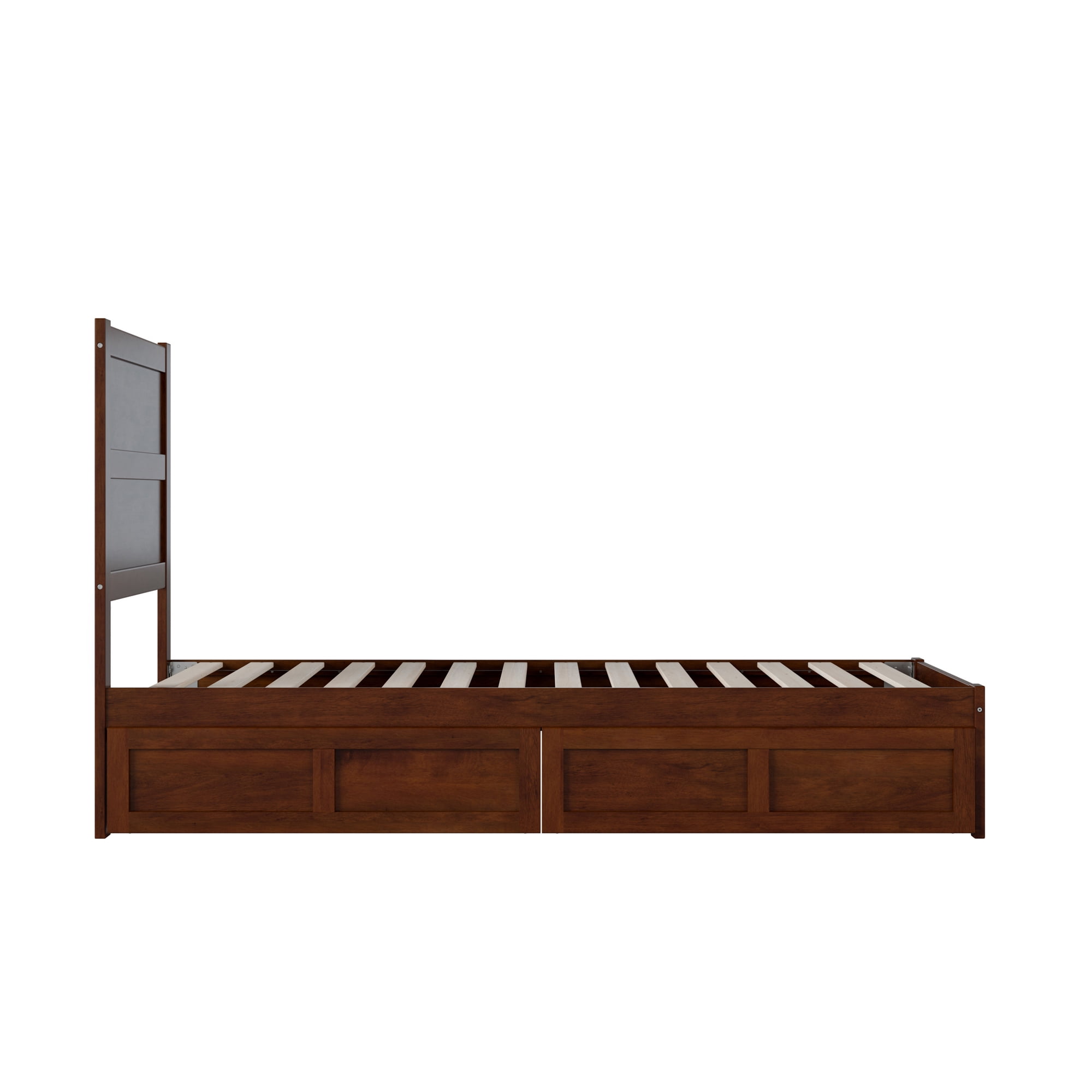 AFI NoHo 14" Twin XL Wood Platform Bed Frame with Set of 2 Storage Drawers, Walnut