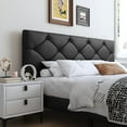thumbnail image 2 of UHOMEPRO Upholstered Platform Twin Bed Frame with Headboard, Modern Black Faux Leather Twin Bed Frame with Wood Slat Support, Mattress Foundation for Adults Kids, No Box Spring Needed, 2 of 7