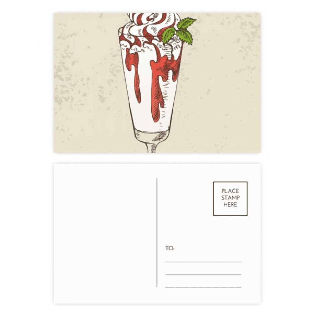 cup red white ice postcard set birthday mailing thanks greeting card