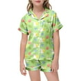 thumbnail image 5 of Easter Pjs for Girls Short Sleeve Shirt Easter Paint Funny Buttons 2 Piece Summer Loungewear Green,10-11Y, 5 of 5