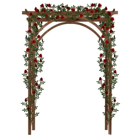 EasingRoom Outdoor Wooden Garden Arbor for Climbing Plants - Dark Brown