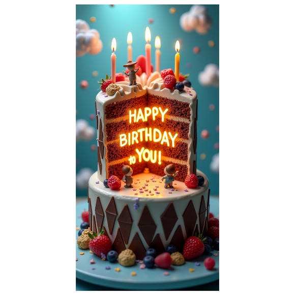 Bannière d'Anniversaire Joyeux à Thème Glace Style Néon Décoration de Fête Arrière-Plan Toile de Fond pour Fêtes d'Anniversaire Accessoires de Photographie Célébrations