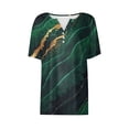 thumbnail image 4 of camiseta de mujer camiseta botón estampado manga corta diario fin de semana moda básica cuello en v regular top verde oscuro / m, 4 of 5