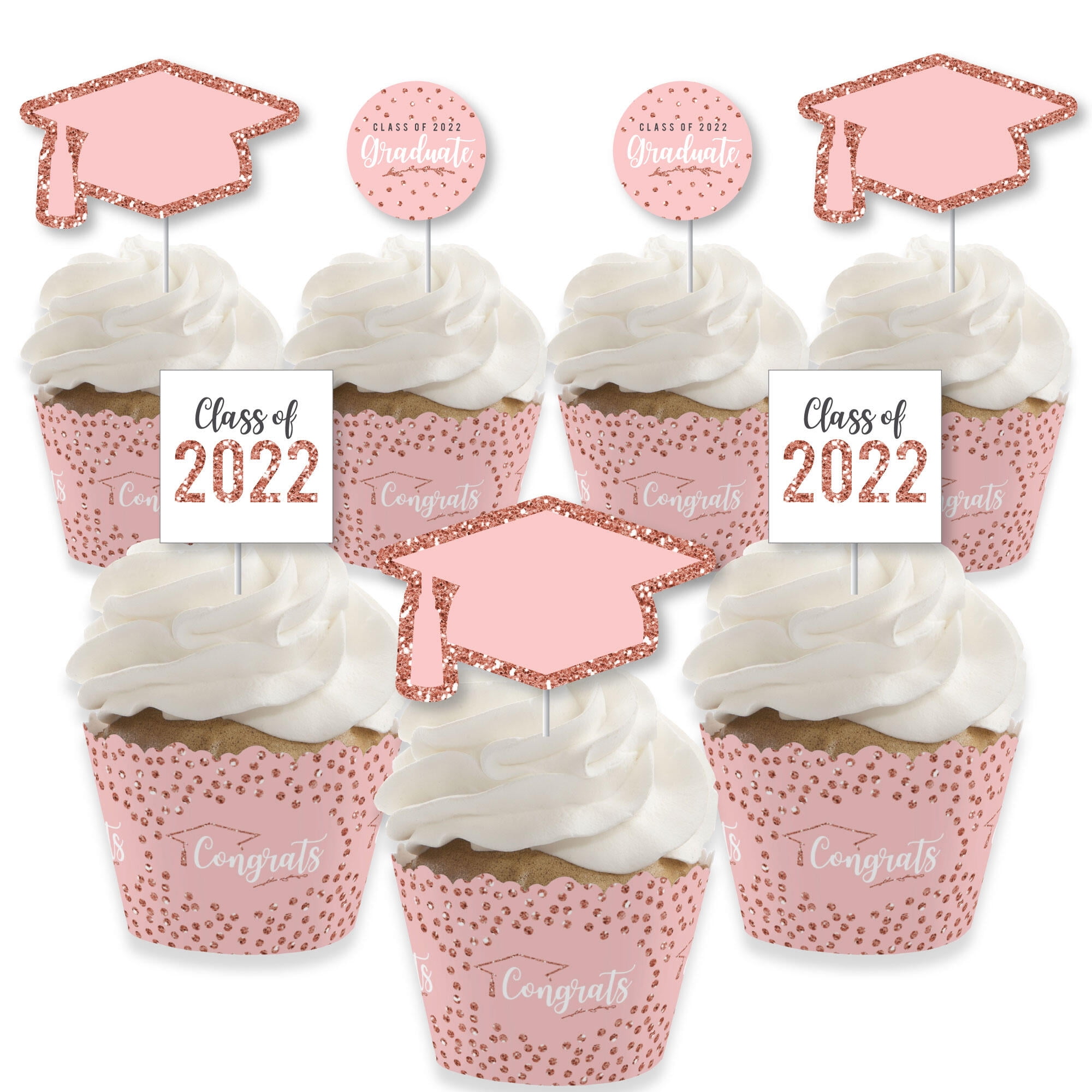 Set of 24 Cupcake Decoration Big Dot of Happiness Bright Future Graduation Party Cupcake Wrappers and Treat Picks Kit