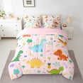 thumbnail image 2 of Homewish Kawaii Dinosaur Animal Twin Bedding Sets 7-Piece, Cartoon Style Bedding Comforter Set, Teens Kids Boys Girls Reversible Sheet Sets, Microfiber Bedroom Decor, 2 of 7